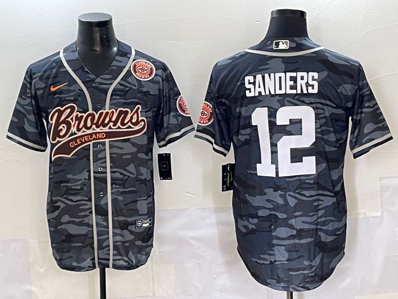 Men 2025 Cleveland Browns #12 Sanders Camo Joint Name Nike Limited NFL Jersey style 5